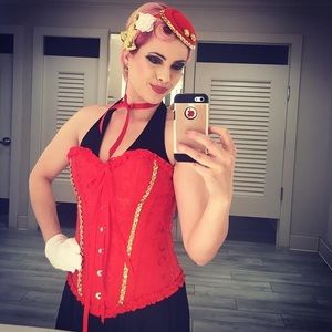 Red Corset & Tiny Hat Costume
